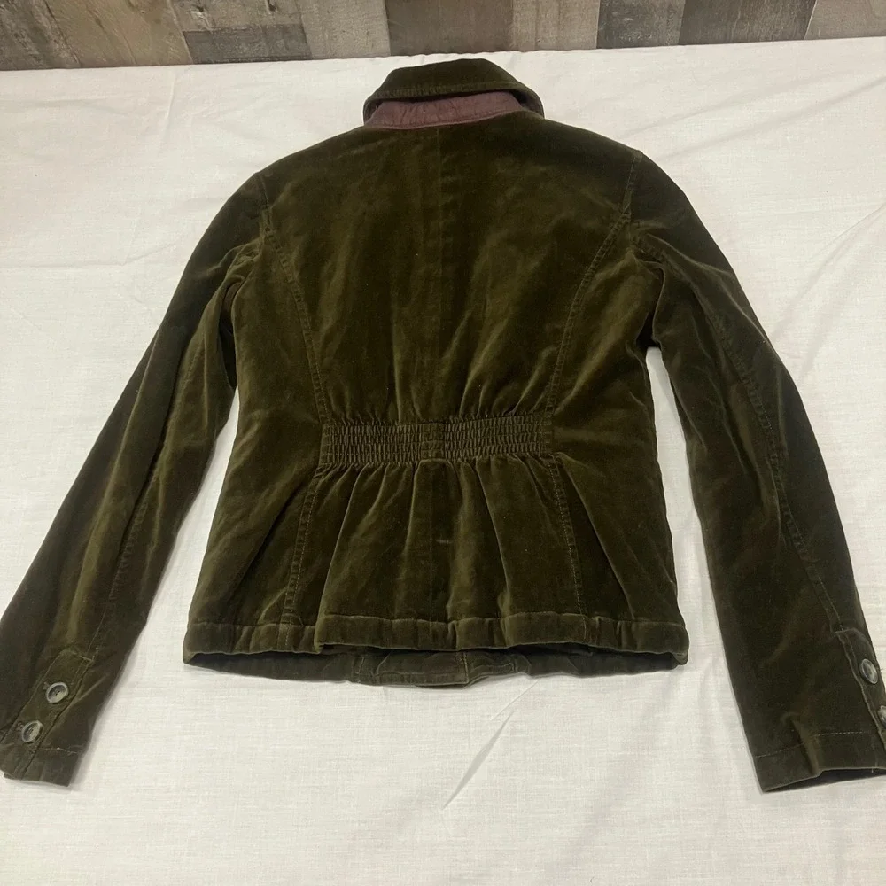 ANN TAYLOR LOFT Velvet Quilted Jacket‎ Olive Green Women's XS Y2K Gilmore Girls
